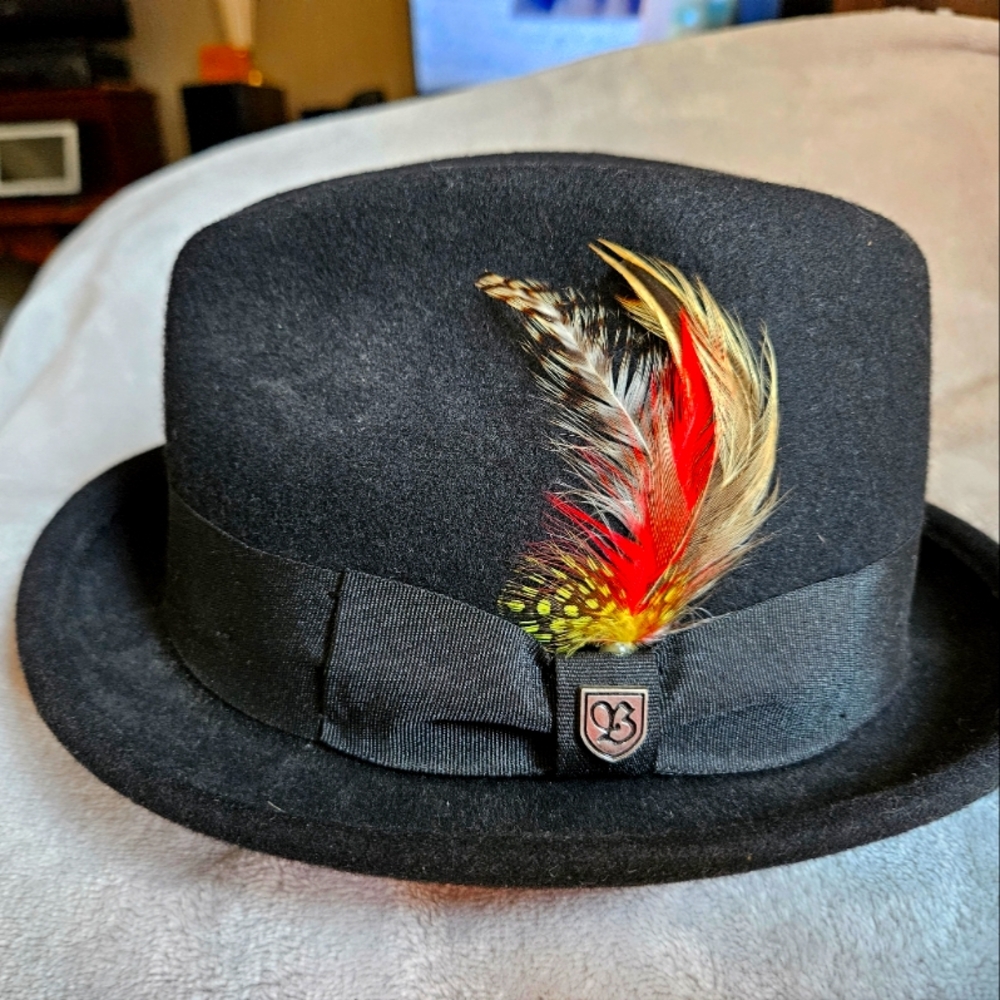 Brixton Black Fedora with Red Satin Lining